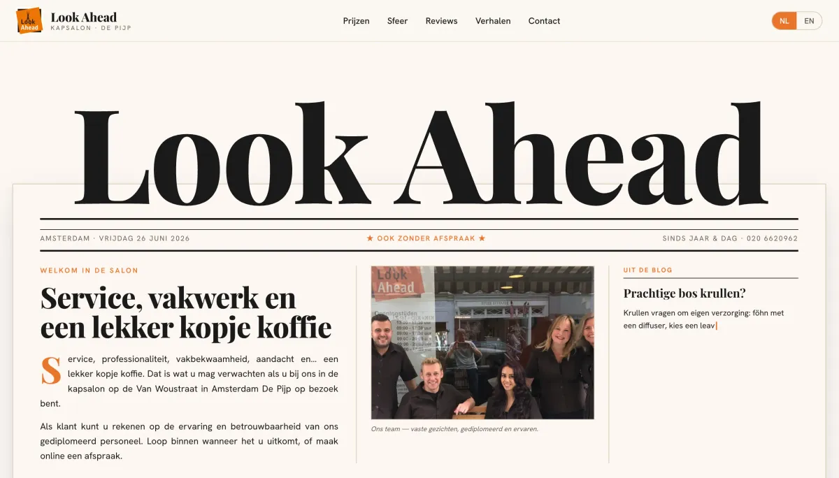De website van Look Ahead